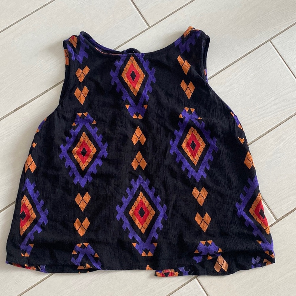 LA Hearts Black patterned tank top with open back